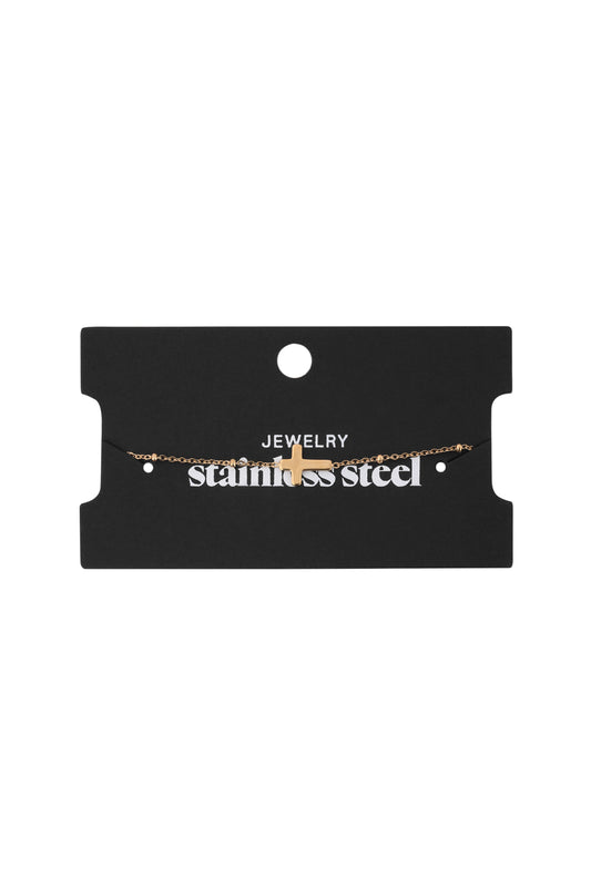 Anklet Classic Cross Silver Color Stainless Steel