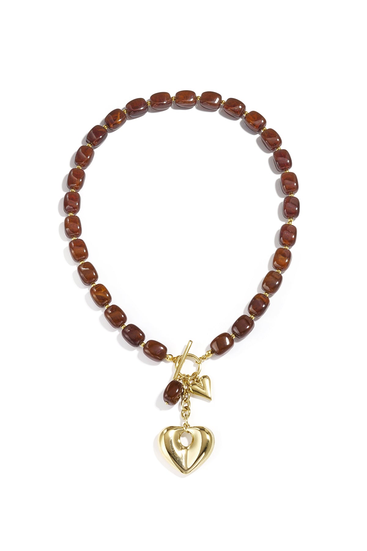 Squoval beaded necklace hanging heart