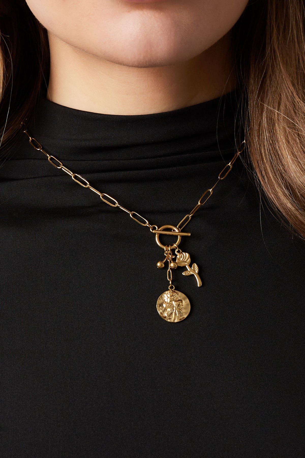 sleeping rose charm necklace