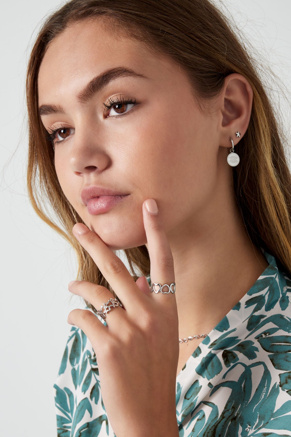 Ring different hearts - Silver Color color