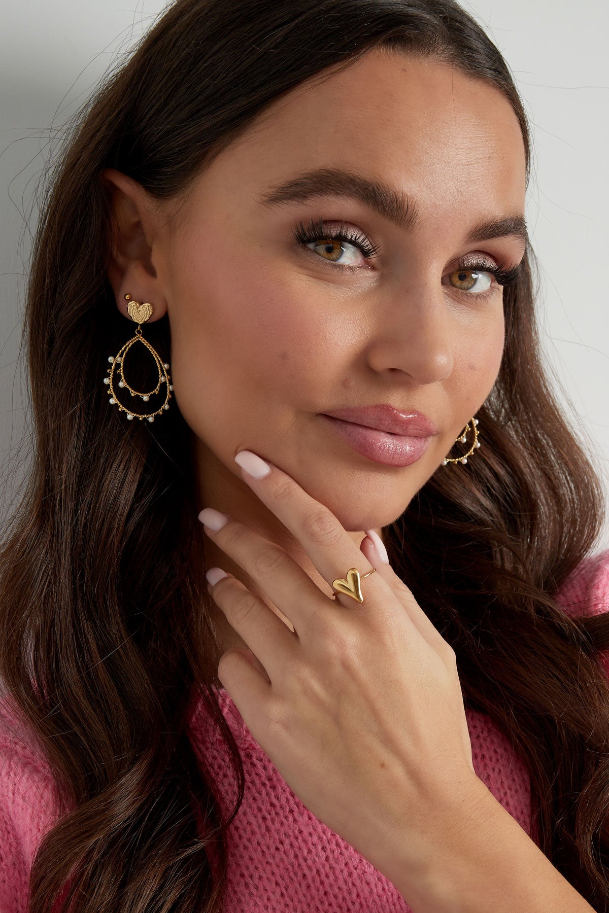 Aesthetic heart ring - Silver Color color