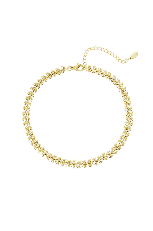 Anklet leafs Gold Color Stainless Steel