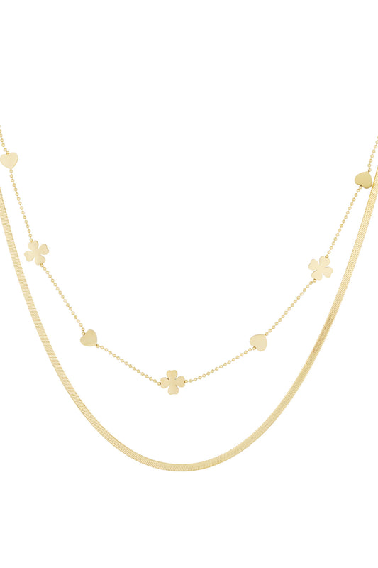 double necklace clover heart