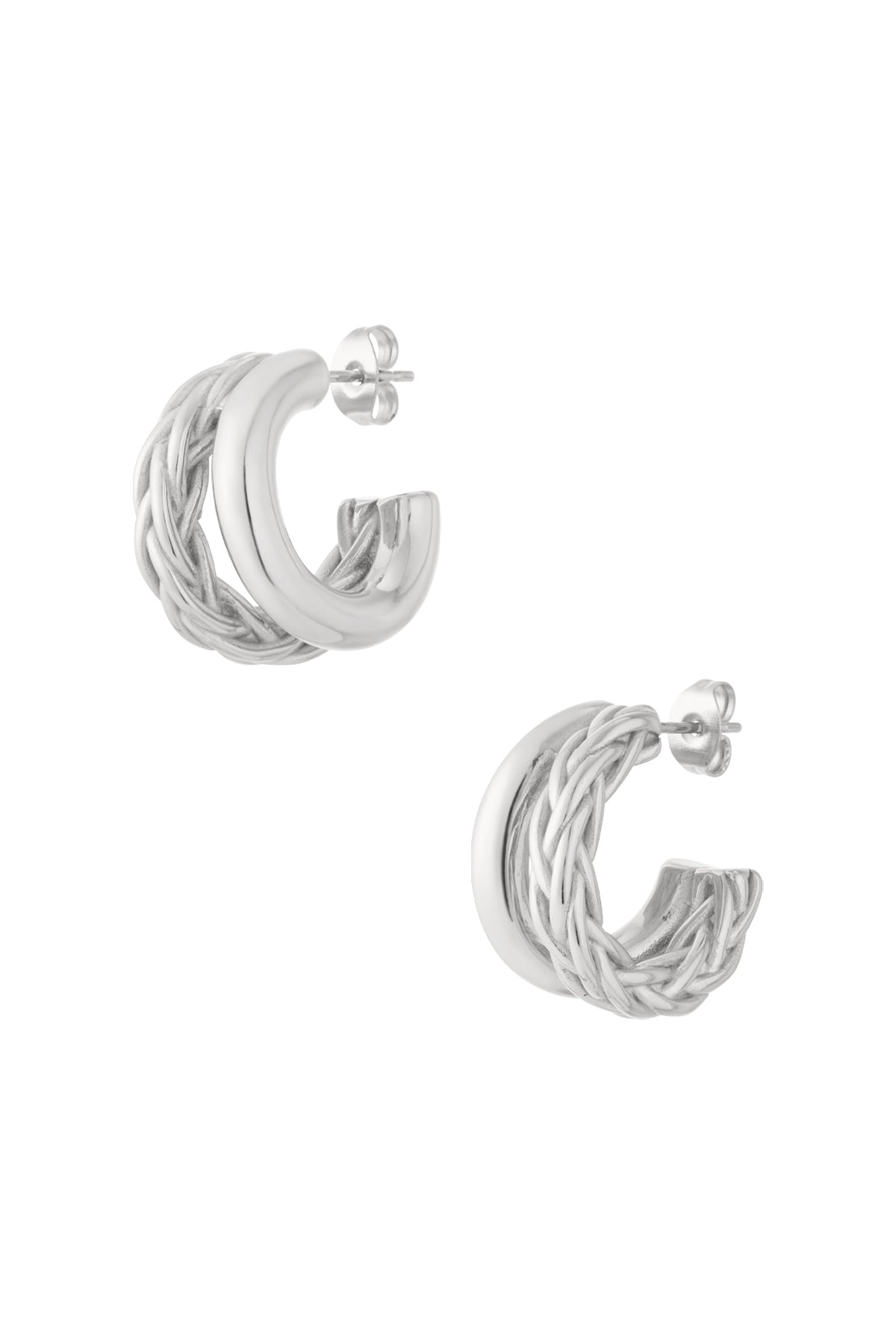Small double braided hoop earrings