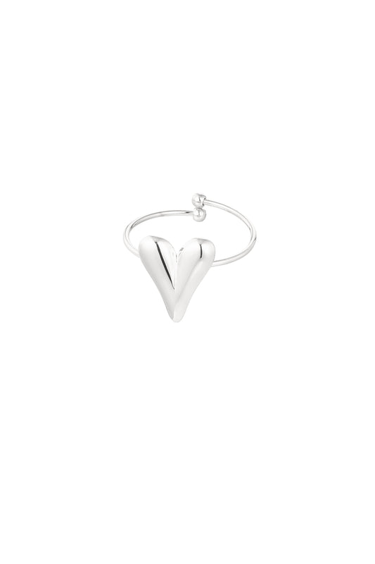 Aesthetic heart ring - Silver Color color