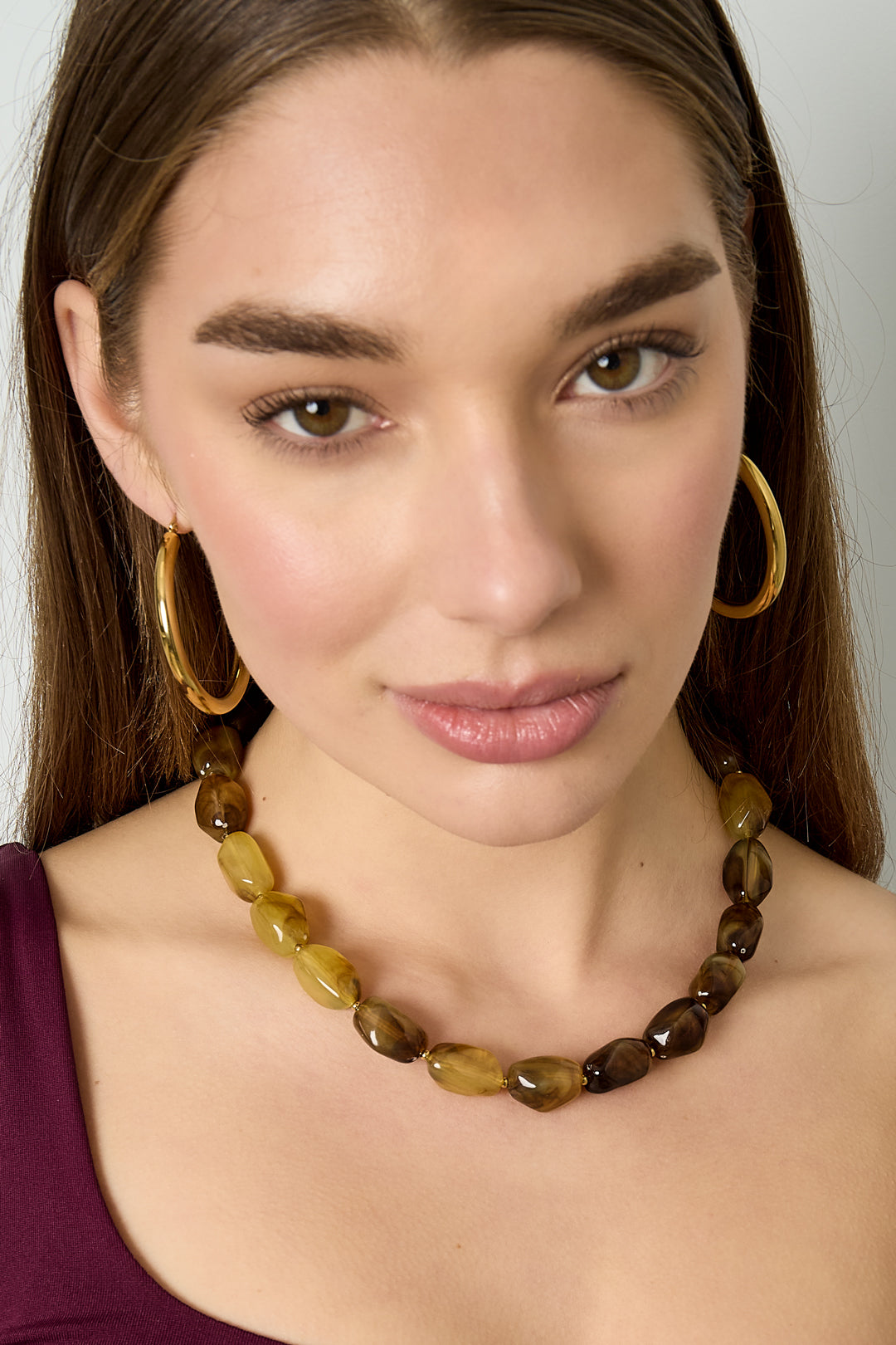 Necklace with organic beads