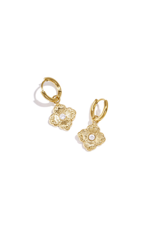 Stainless Steel Drop Earrings Flower Simple Daily Simple Series Women's jewelry