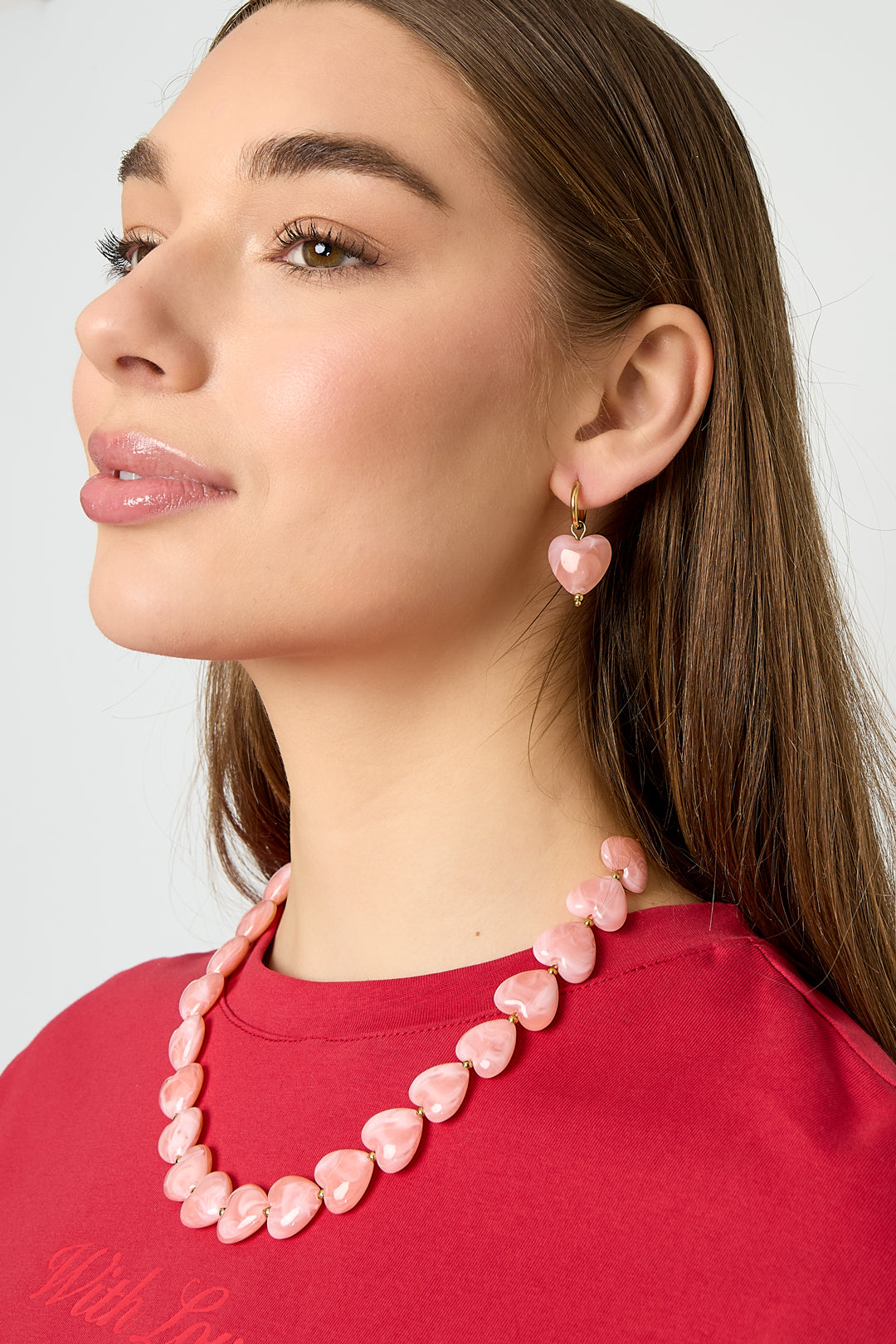 Earrings with heart-shaped beads