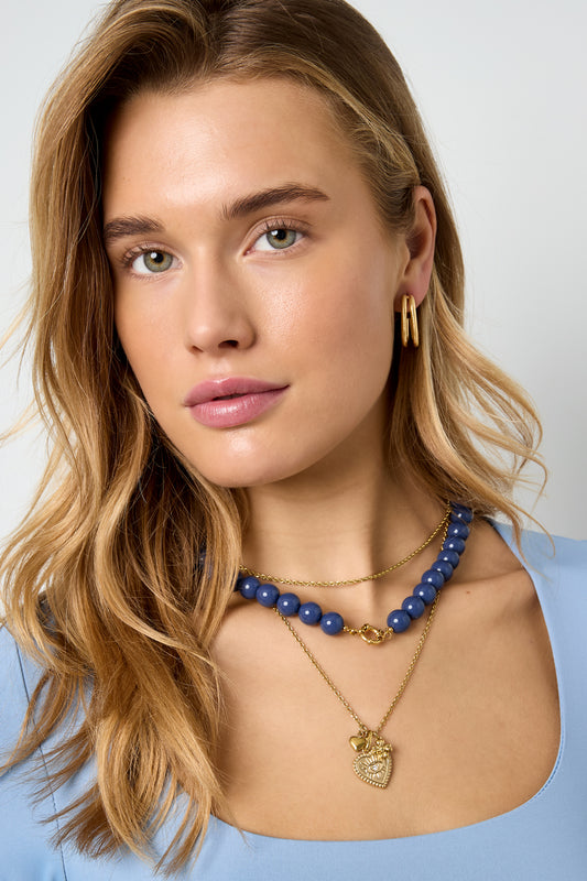 Beaded necklace with front closure - 12mm