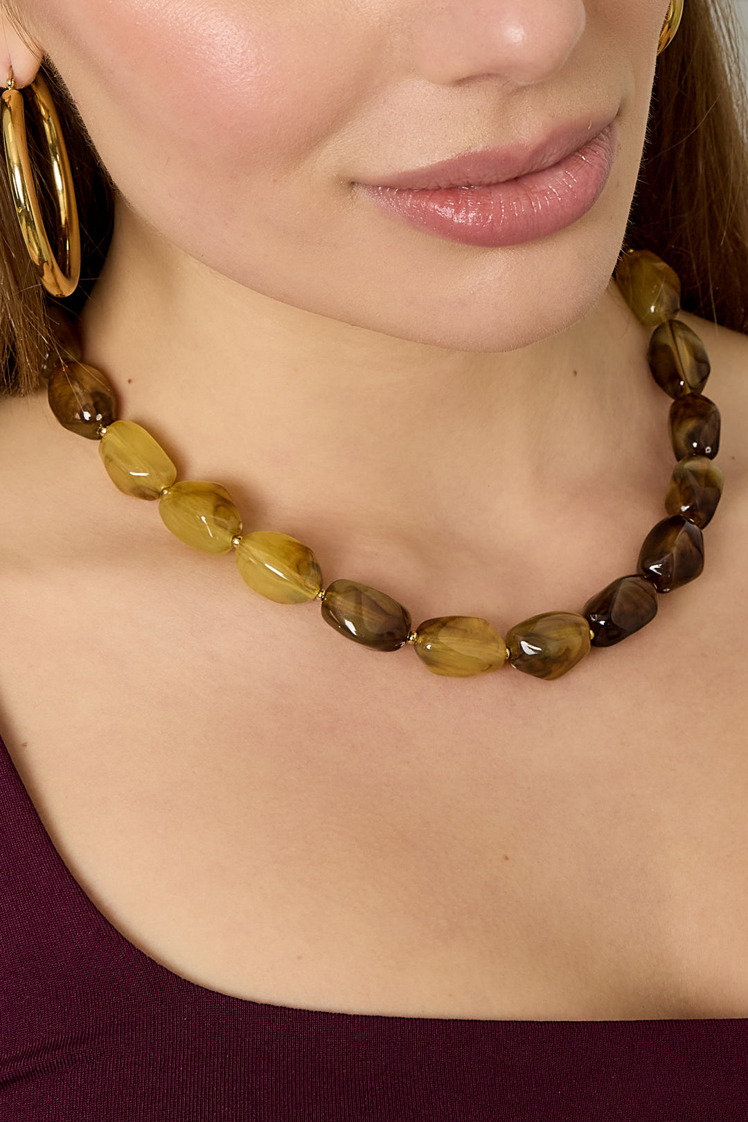 Necklace with organic beads