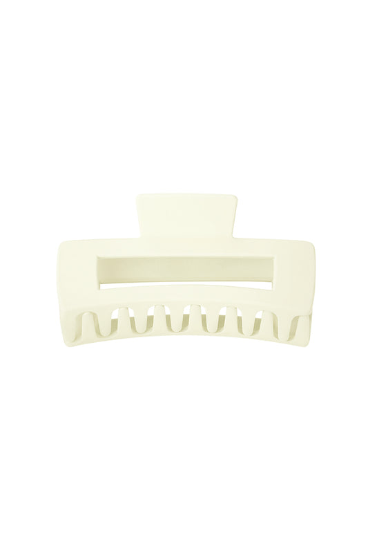 Hair clip rectangle - cream Plastic