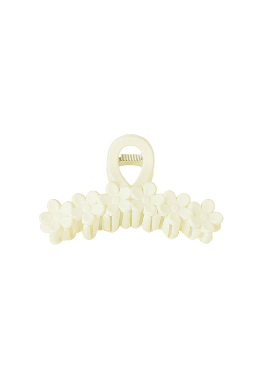 Hair clip flowers in a row - cream Plastic
