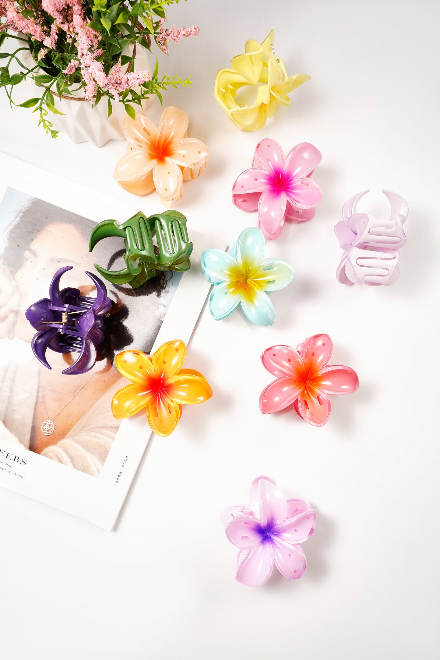 Hair clip with gradient flower Hawaii love