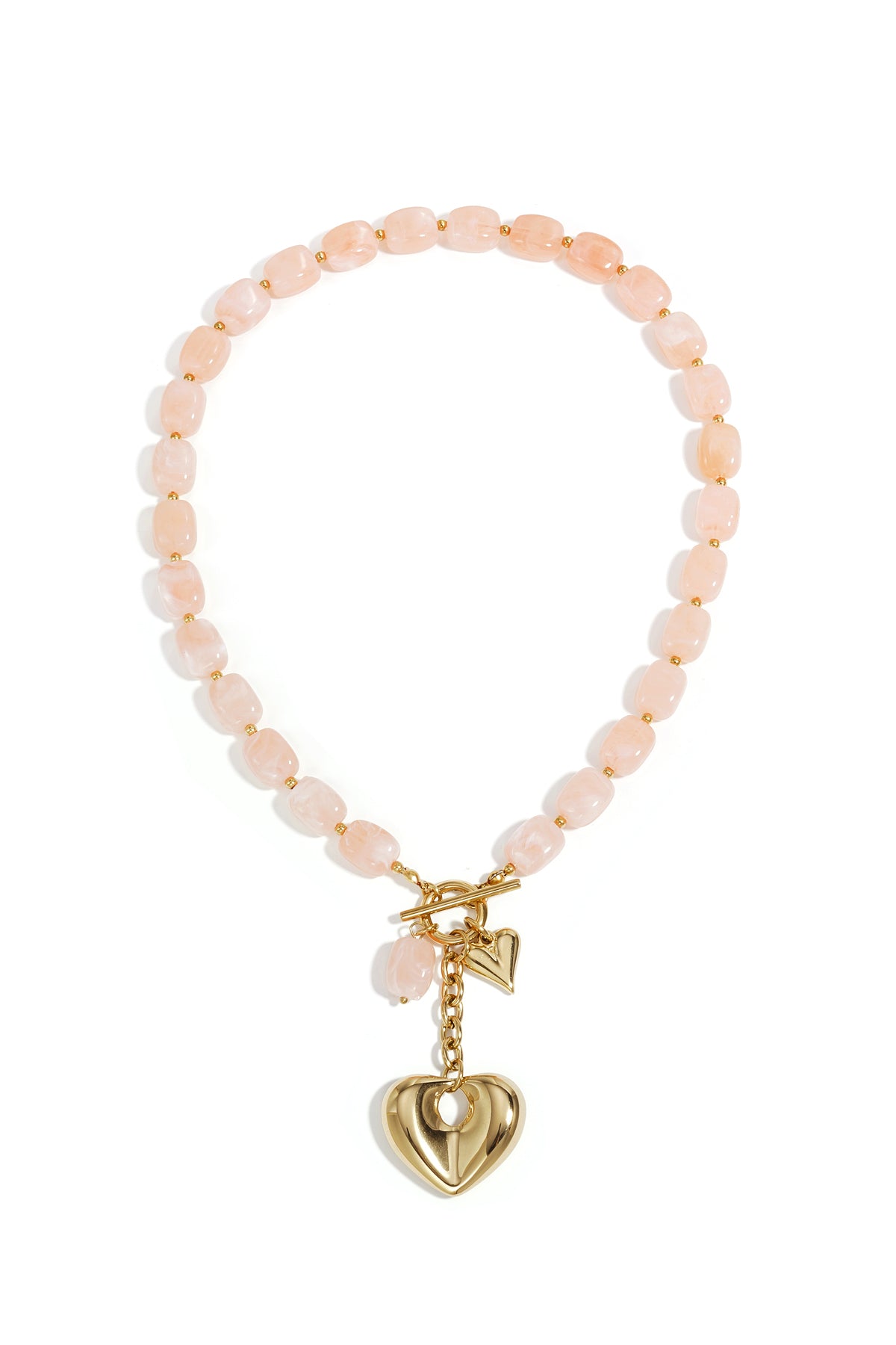 Squoval beaded necklace hanging heart