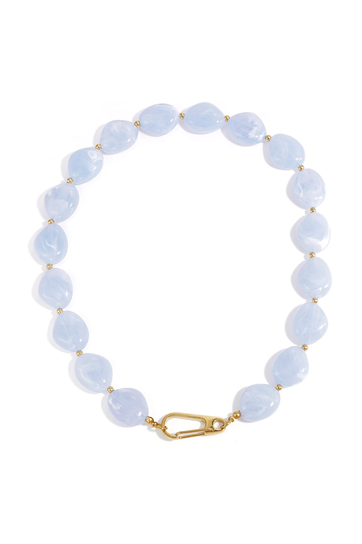 Bead necklace with front closure design