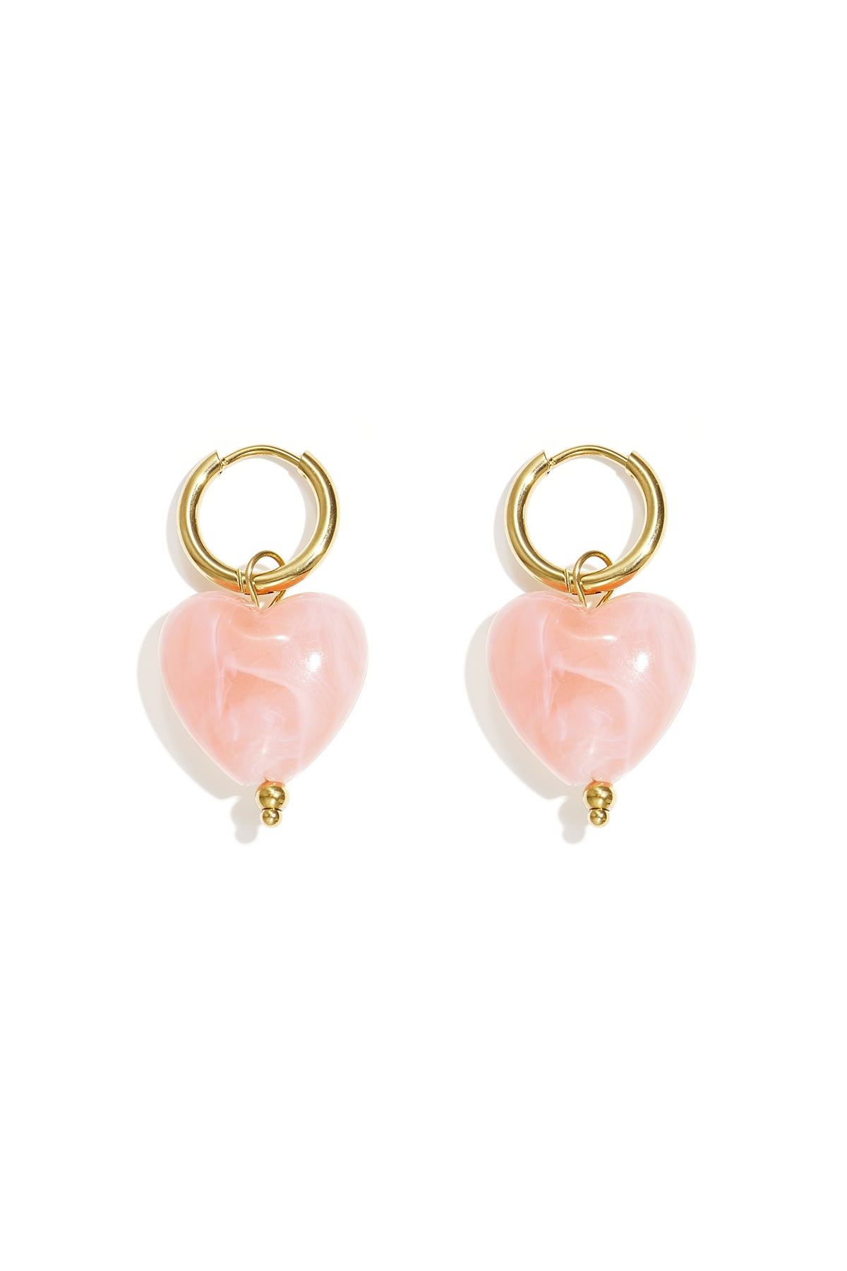 Earrings with heart-shaped beads