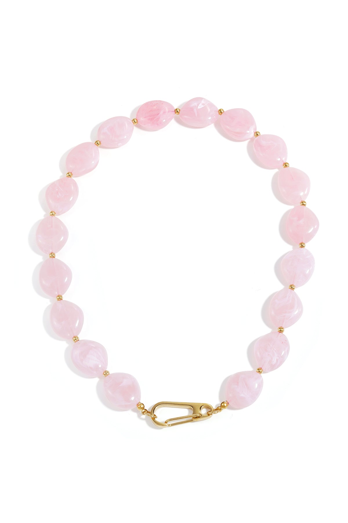 Bead necklace with front closure design