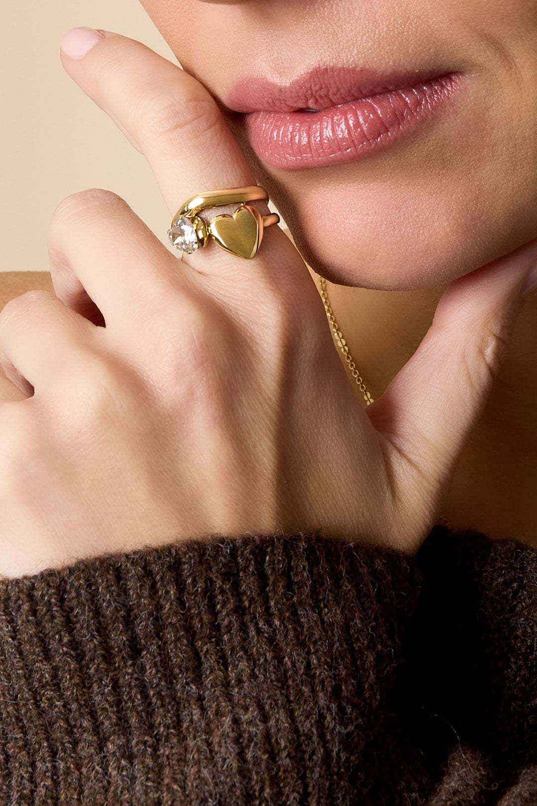 Stainless Steel Gemstone Rings Heart Casual Daily Simple Series Women's jewelry