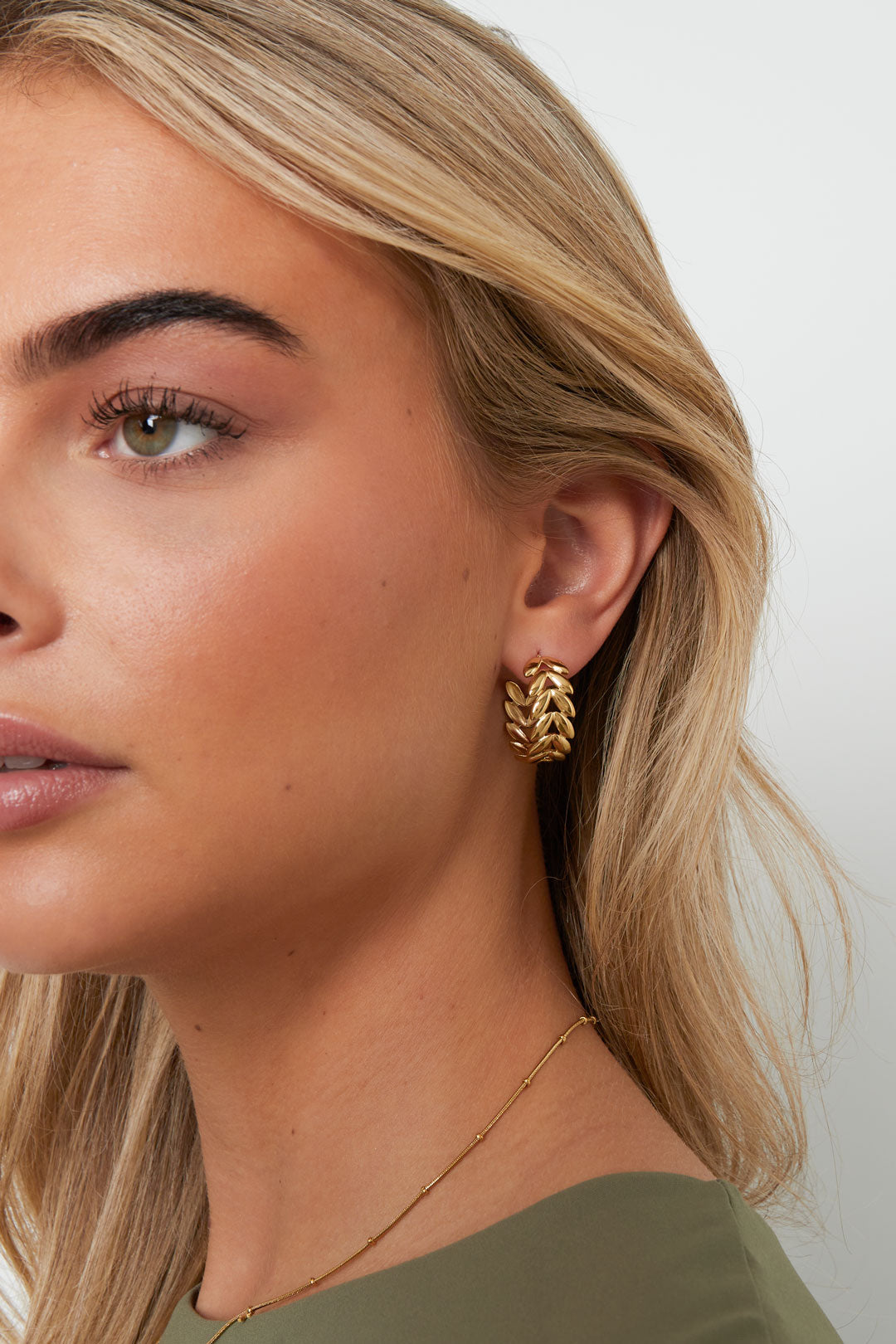 Stainless Steel Hoop Earrings leaf Casual Daily Simple Series Women's jewelry